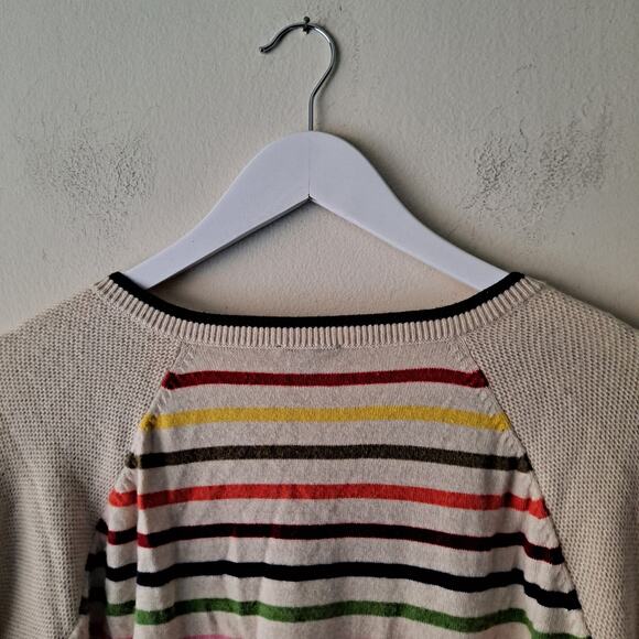 Talbots Womens Beige Multicolored Stripe Contrasting Sleeve Sweater - Size 2X - Picture 10 of 13